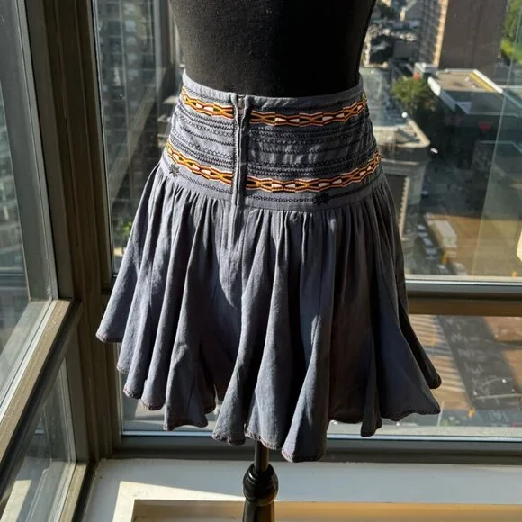 🆕 ISABEL MARANT ETOILE 🧿 NWOT Breeda Cotton Embroidered Mini Skirt -SZ 38 - Picture 7 of 16